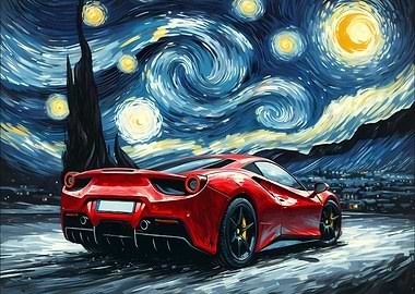 Ferrari Under Starry Night