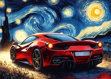 Ferrari 360 Modena Under Starry Night