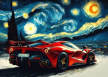 Ferrari Under Starry Night