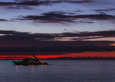 Sunrise and a yacht
