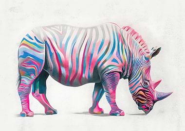 Colorful Zebra Rhino Rainbow