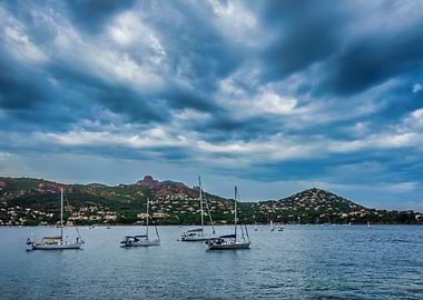 Sailboats at Anchor in Esterel France