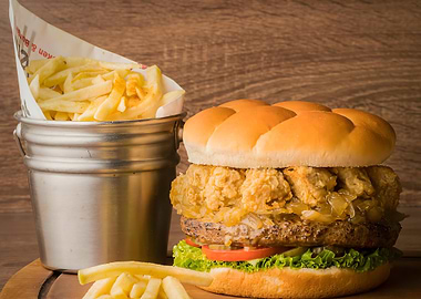 Crispy Chicken Burger with Fries