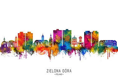 Zielona Góra Skyline Watercolor