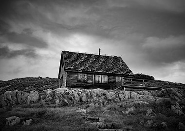 Lonely Cabin on a Hill