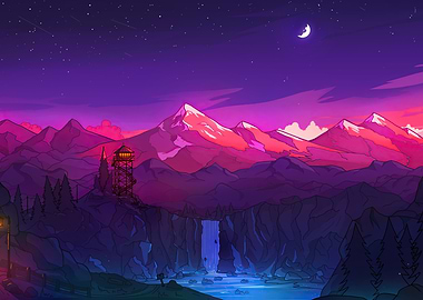 Mountain Night Landscape