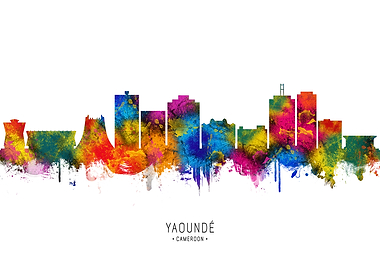 Yaoundé Skyline Watercolor