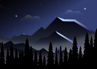 Night Mountain Landscape