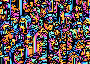 Abstract Faces Pattern