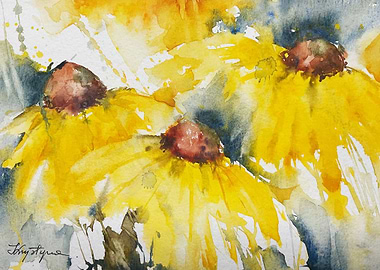 Watercolor Yellow Flowers
