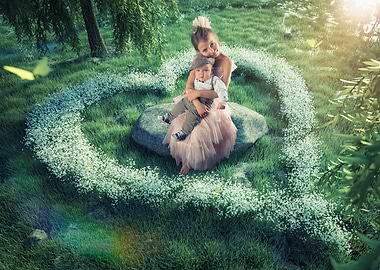 Sisters in a Heart-Shaped Meadow