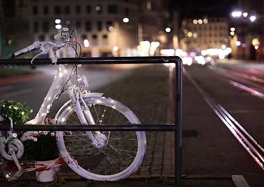 White Bicycle with Lights