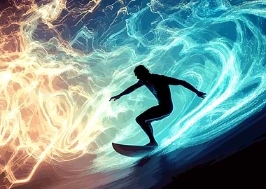 Surfer in Abstract Wave