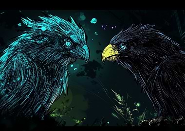 Two Birds Facing Off