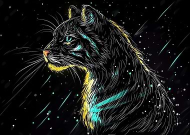 Neon Cat in Space