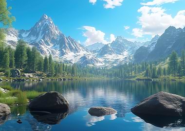 Lake reflect by Mountains