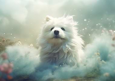 White Dog in Clouds
