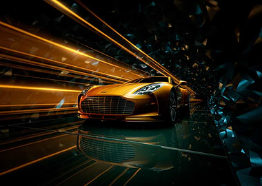 Golden Sports Car in Tunnel