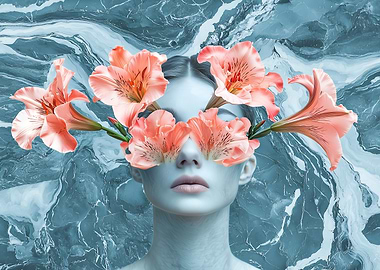 Woman with Flowers Over Eyes