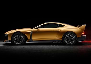 Gold Aston Martin Sports Car