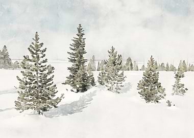Winter Forest Watercolor