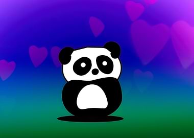 Cute Panda with Hearts
