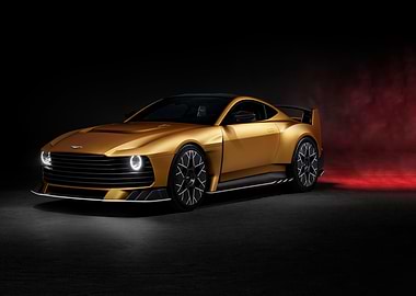 Gold Aston Martin Sports Car