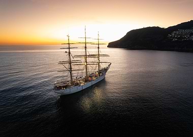 Danmark Sailing Ship at Sunset
