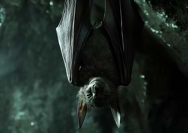 Bat Hanging in Cave