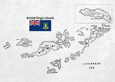 Handdrawn Map of British Virgin Islands
