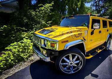 Yellow Hummer with Dragon