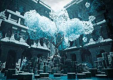 Sacred Tree in Ancient Ruins