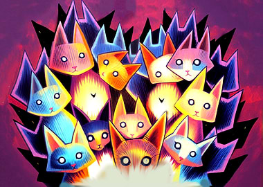 Colorful Cat Illustration