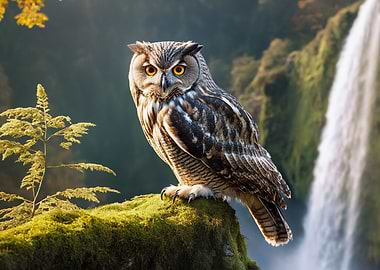 Majestic Owl by Waterfall