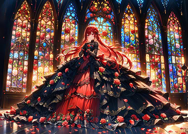 Anime Girl in Red Dress