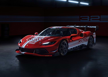 Red Race Car with White Stripes