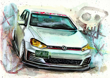 Volkswagen Golf GTI Watercolor