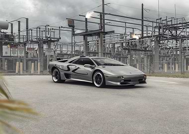 Silver Lamborghini Diablo SZ