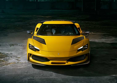 2025超人気 Yellow Ferrari SF90 Stradale' Poster, picture, metal print 額縁