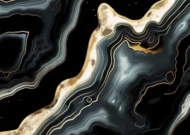 Abstract Gold & Black Marble