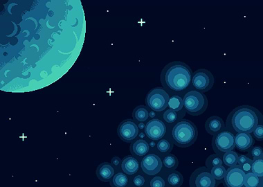 Pixelated Space Scene
