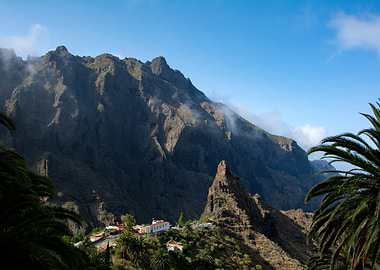 Mountainous Landscape with Palm Trees