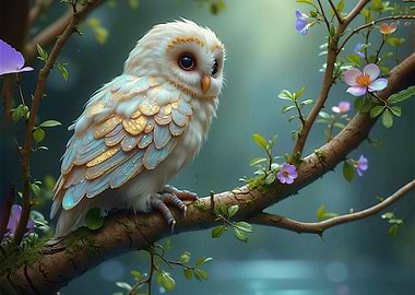 Magical Owl on Branch