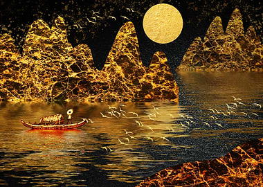 Golden Mountain Landscape