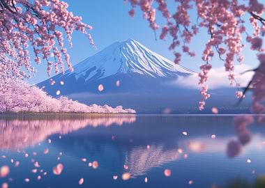 Mount Fuji with Cherry Blossoms