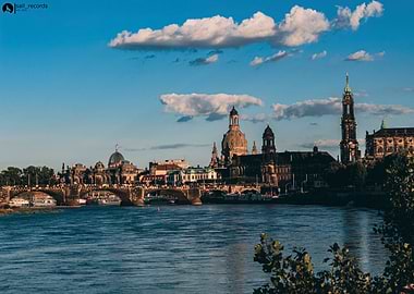 Dresden Skyline with Elbe River