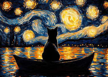 Cat in Starry Night