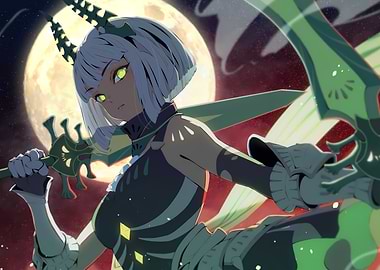 Anime Girl with Green Sword