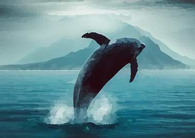 Dolphin Leaping in Ocean