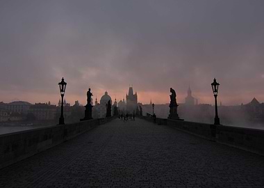 Prague Bridge at Dawn